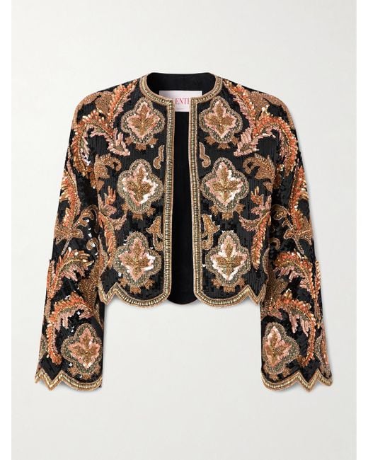 Valentino Garavani Metallic Embellished Silk Jacket