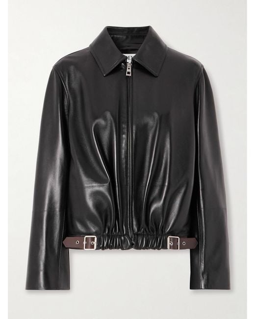 Loewe Black Leather Belted Jacket