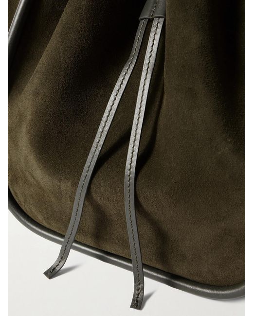Proenza Schouler Natural Large Leather-Trimmed Ruched Suede Tote
