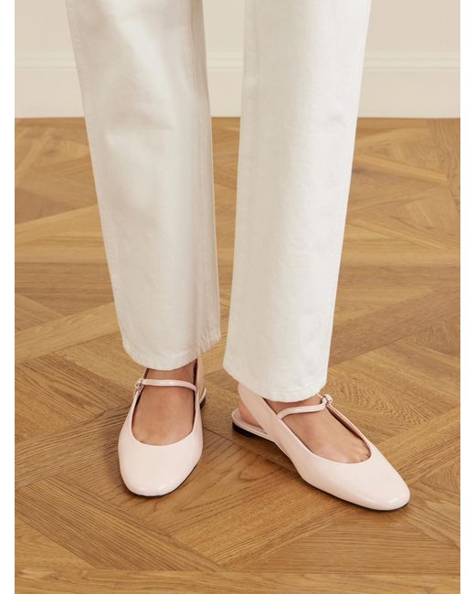 Totême Natural Leather Mary Jane Slingback Ballet Flats