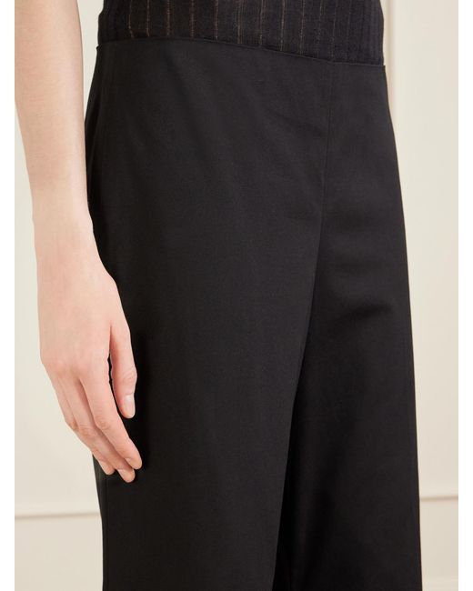 Khaite Black Walter Cotton And Silk-Blend Flared Pants