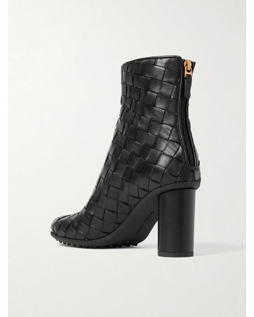 Bottega Veneta Black Atomic Ankle Boots Aus Intrecciato-Leder