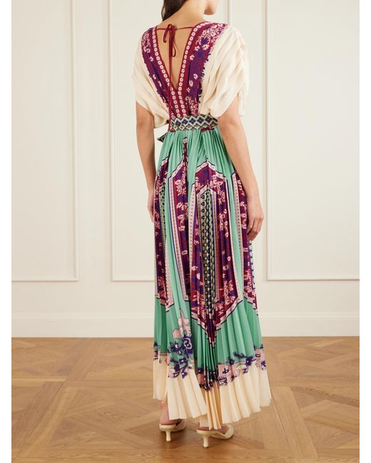 Robe Longue En Crêpe De Chine Imprimé À Plis Et À Ceinture LaDoubleJ en coloris Multicolor
