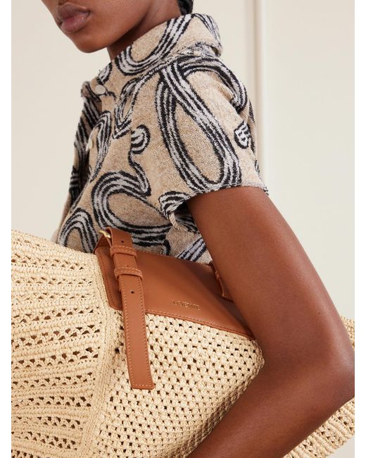 Loewe Natural Paula's Ibiza Hammock Cabas Leather-Trimmed Raffia Tote