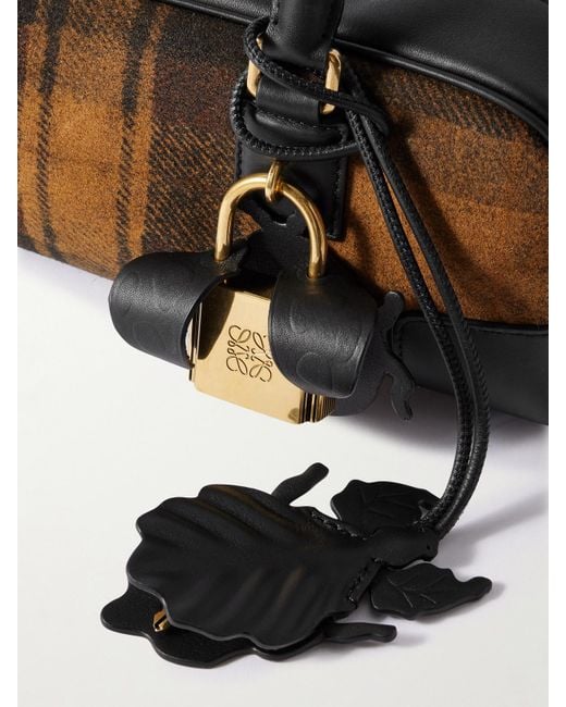 Sac Porté Épaule En Daim À Carreaux Et À Finitions En Cuir Amazona 23 Loewe en coloris Brown
