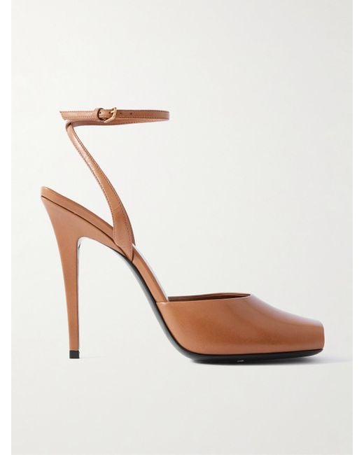 Saint Laurent White La Scandale Leather Sandals