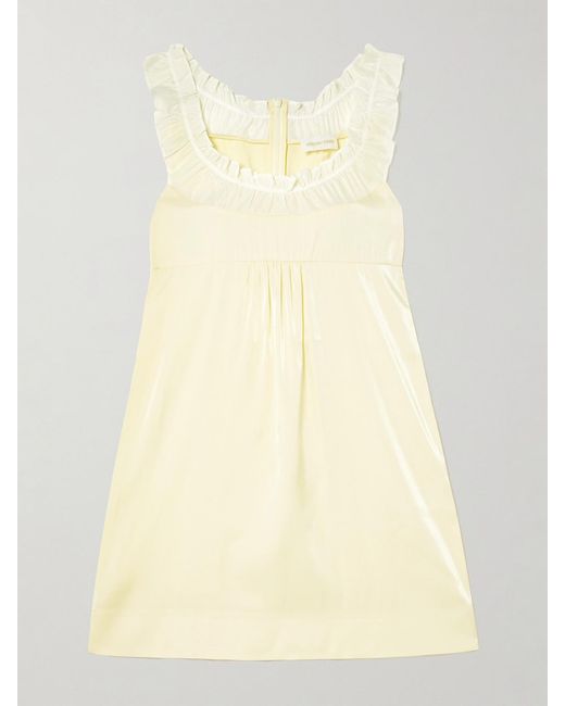ShuShu/Tong Natural Ruffled Chiffon-Trimmed Satin Mini Dress