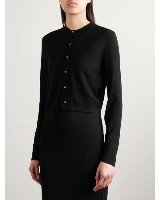 Khaite Black Brieta Merino Wool Cardigan