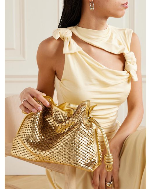 Loewe Natural Flamenco Medium Appliquéd Metallic Leather Clutch