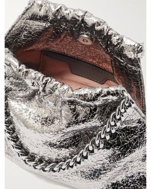 Stella McCartney Gray Falabella Mini Schultertasche Aus Synthetischem Metallic-Material