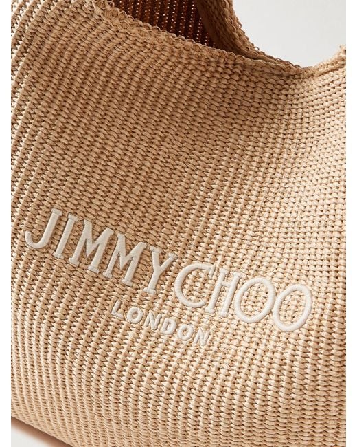 Jimmy Choo Natural Embroidered Raffia Tote