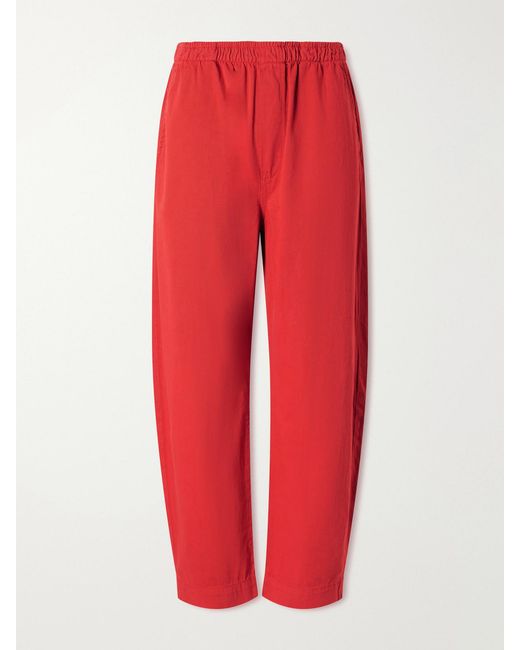 Jamie Haller Red Boxer Cotton Wide-Leg Pants