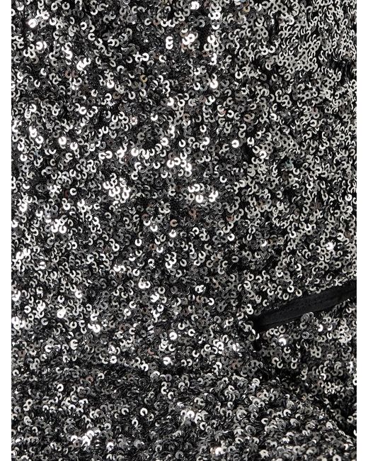 Maticevski Metallic Indiscreet Wave Strapless Asymmetric Ruffled Sequined Tulle Top