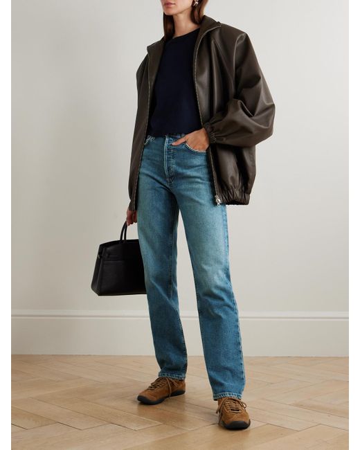 Agolde Blue '90S Pinch Waist Long High-Rise Straight-Leg Jeans
