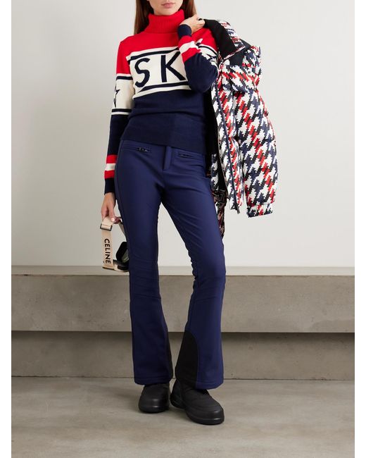 Perfect Moment Red Schild Intarsia Merino Wool Turtleneck Sweater