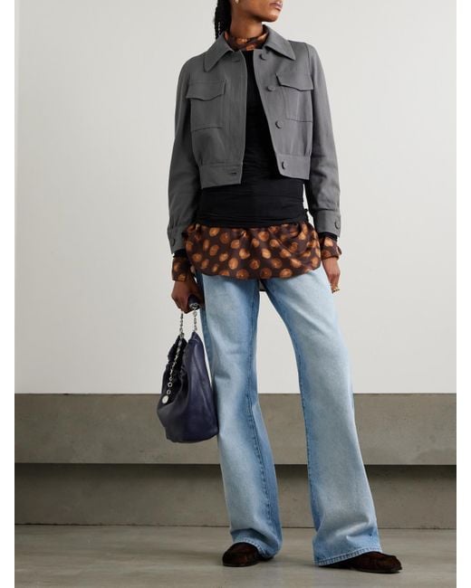 Dries Van Noten Gray Cropped Wool-Blend Jacket
