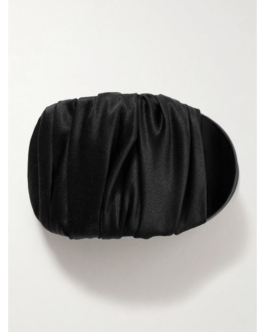Jennifer Behr Black Tasha Ruched Satin Hair Clip