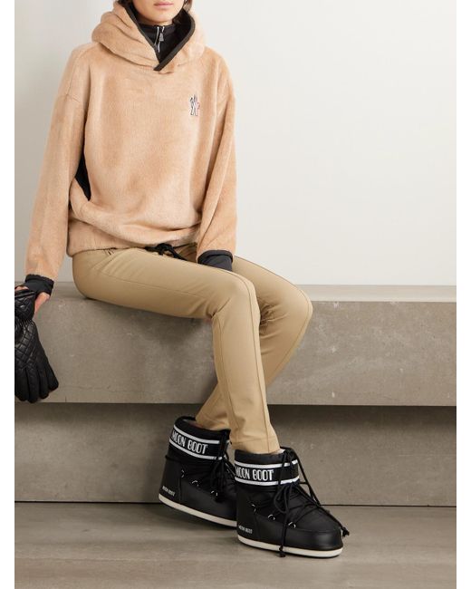 Moncler Natural Velvet Fleece Hooded Turtleneck Sweatshirt