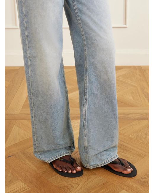Saint Laurent Black Pool Leather Flip-Flops