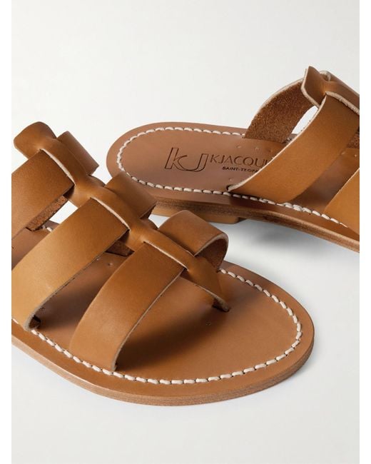 K. Jacques Brown Dolon Cutout Leather Slides