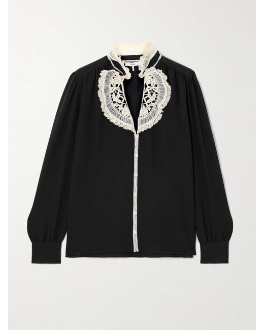 Chemisier En Crêpe De Soie À Finitions En Dentelle Chloé en coloris Black