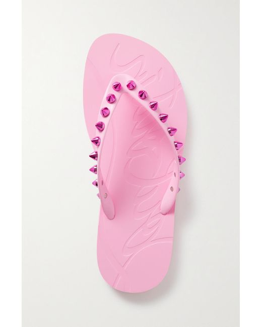 Christian Louboutin Loubi Flip Spiked Rubber Flip Flops in Pink Lyst