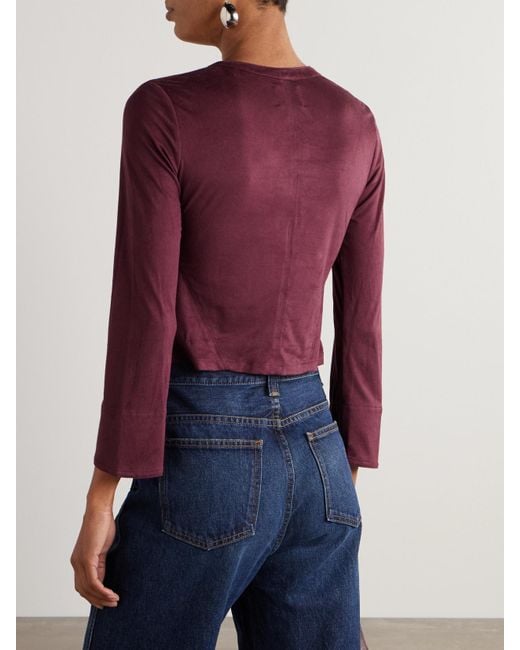 Isabel Marant Purple Seatle Verkürztes Oberteil Aus Gebürstetem Stretch-Jersey