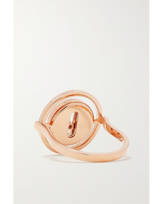 Messika Metallic Lucky Move 18-Karat Rose, Onyx And Diamond Ring