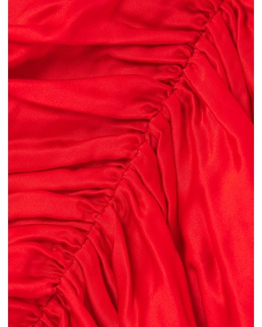TOVE Red Fiana Ruched Silk-Satin Top