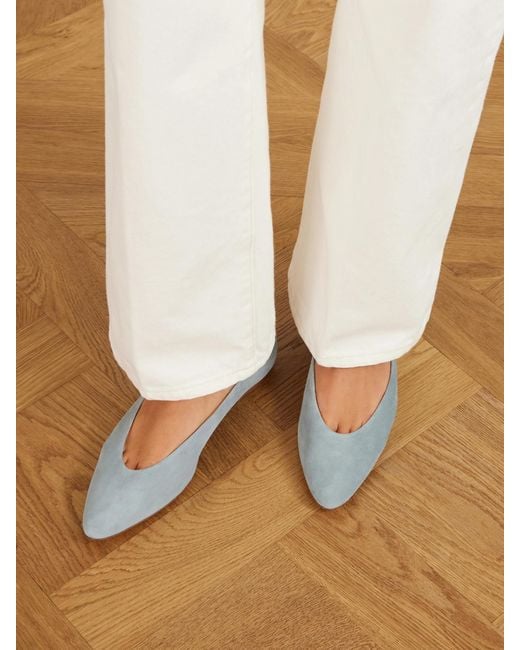 Aeyde White Ellie Suede Ballet Flats