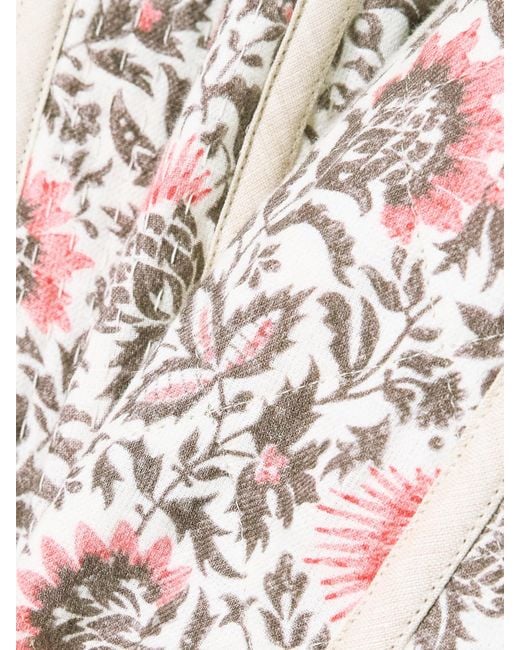 Loro Piana Pink Alev Reversible Cropped Quilted Floral-Print Linen Vest