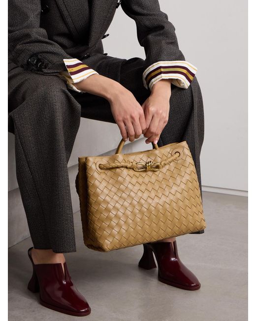 Bottega Veneta Natural Andiamo Medium Intrecciato Leather Tote
