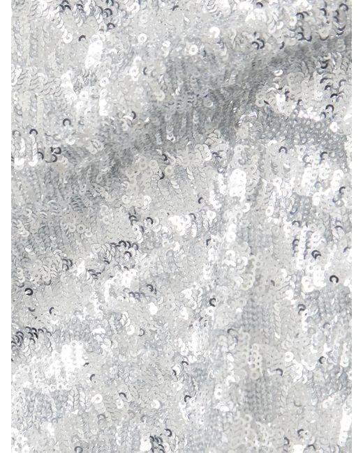 Oseree White Sequined Jersey Balconette Bodysuit