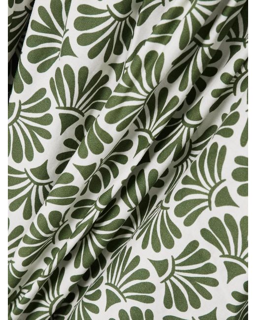 Matteau Green Tiered Floral-Print Organic Cotton Maxi Dress