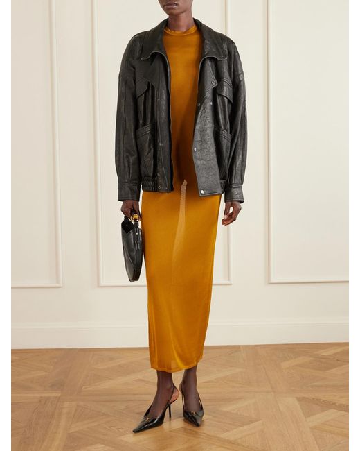 Saint Laurent Yellow Knitted Maxi Dress