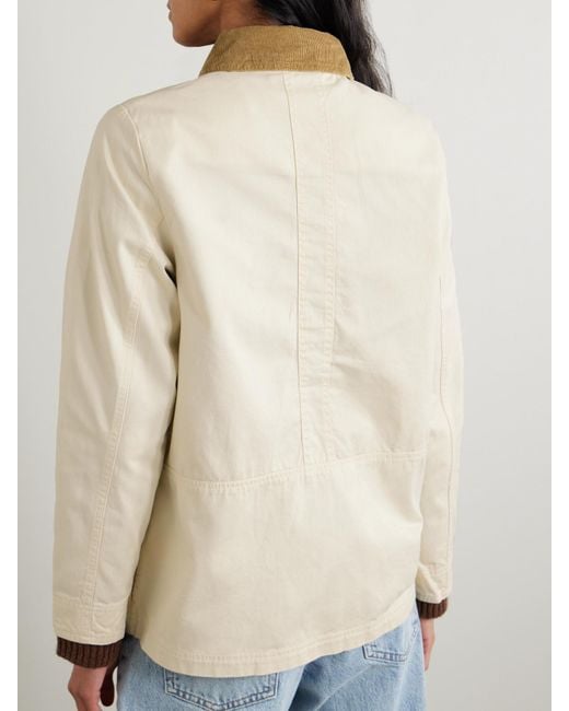 Barbour Natural Sonnie Corduroy-Trimmed Cotton-Canvas Jacket