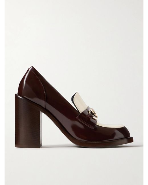 Escarpins En Cuir Verni À Mors De Cheval Savoy Gucci en coloris Brown