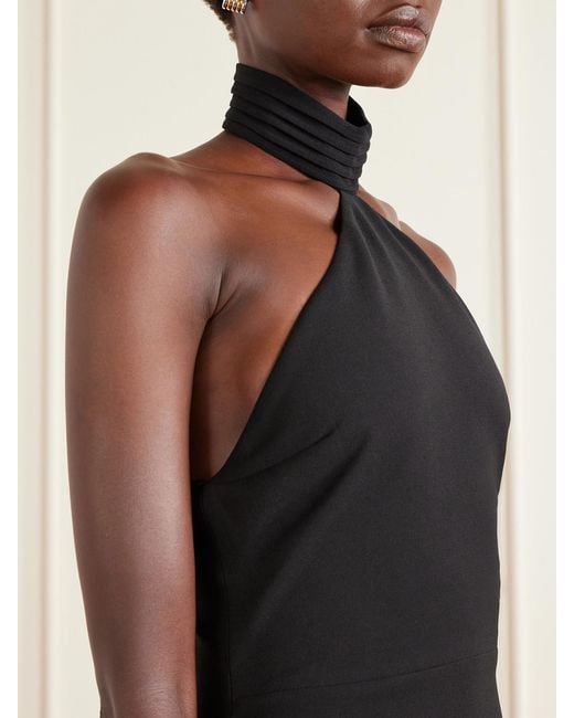 Ilkyaz Ozel Black Kailash Crepe Halterneck Gown