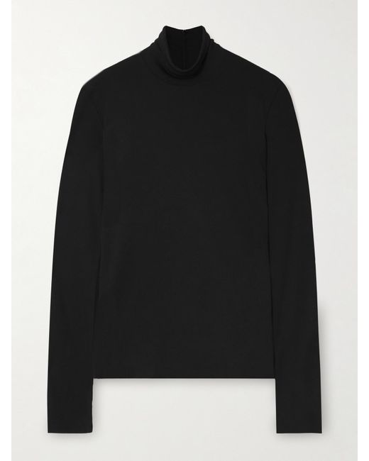 Jil Sander Black Crepe Turtleneck Top