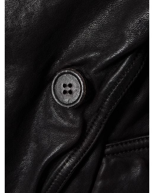 Acne Black Doppelreihige Lederjacke Mit Gürtel