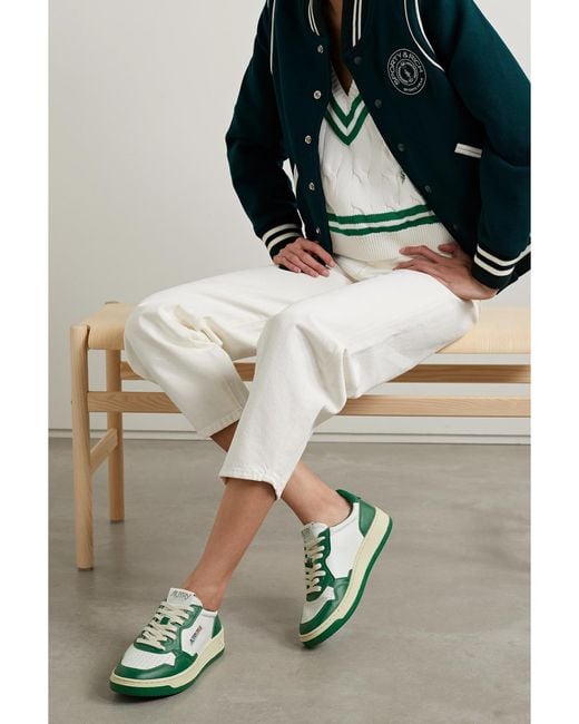 Autry Green Medalist Low Two-Tone Leather Sneakers
