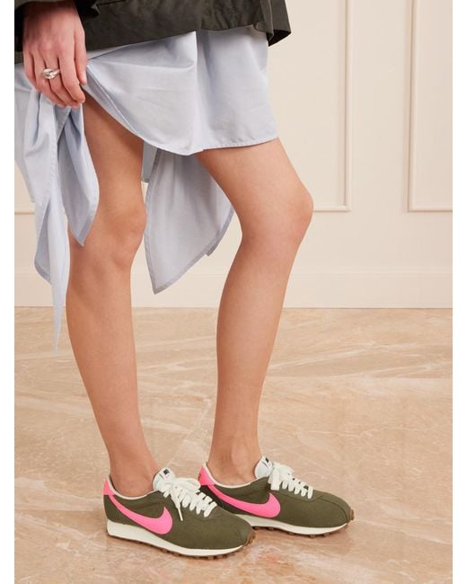 Nike Green Ld-1000 Leather-Trimmed Corduroy Sneakers