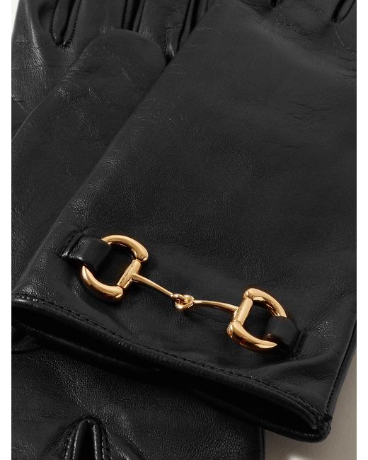 Gucci Black Horsebit Leather Gloves