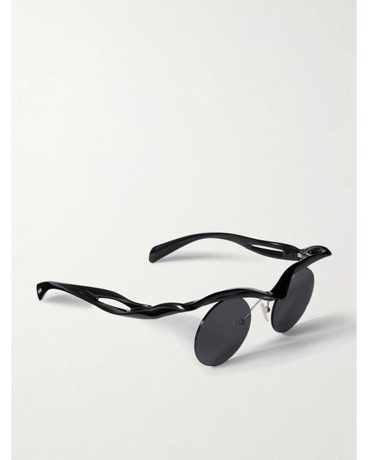 Prada Black Morph Rimless Round-Frame Acetate Sunglasses