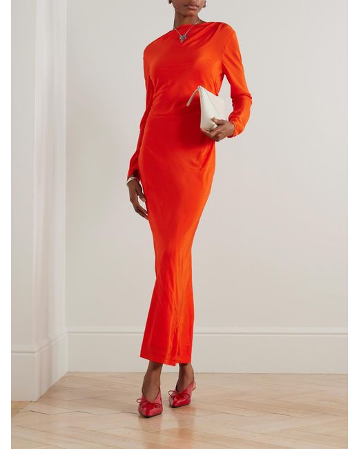 Sir Fresca Gathered Draped Silk Crepe De Chine Maxi Dress