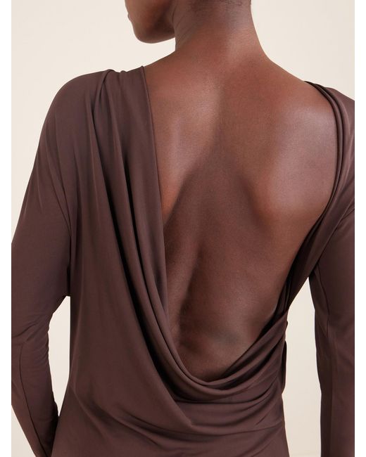 Alex Perry Brown Open-Back Draped Jersey Mini Dress