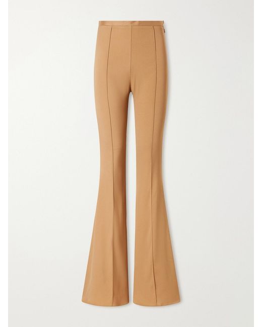 Taller Marmo Natural Mae Crepe-Cady High-Waisted Flared Pants