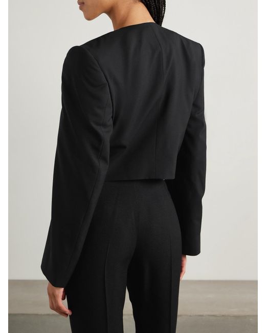 Balenciaga Black Spencer Cropped Asymmetric Double-Breasted Wool Jacket