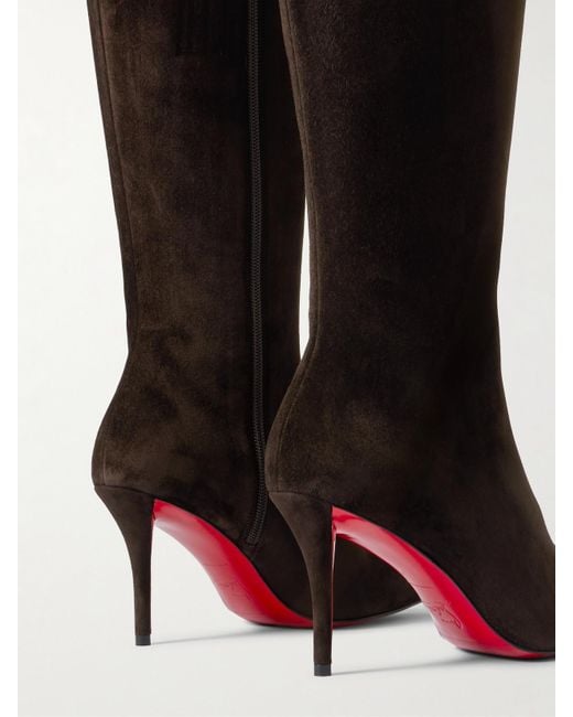 Christian Louboutin Black Miss Z 80 Suede Knee Boots
