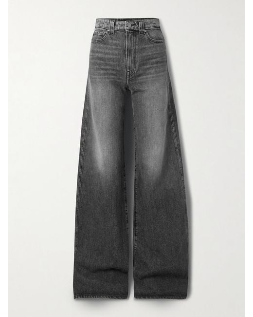 Khaite Gray Dane High-Rise Wide-Leg Jeans